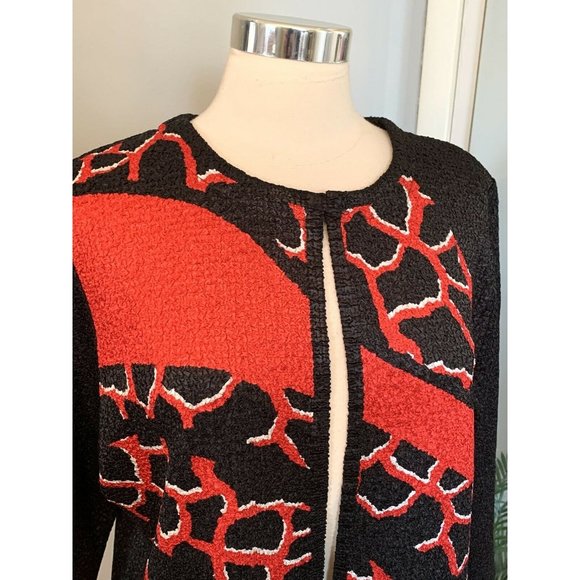 Chico's travelers Jacket Black & Red abstract print 2 M L NWT New Career casual - Picture 7 of 11